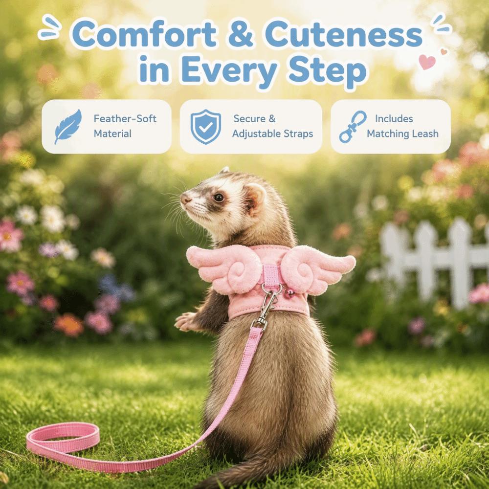 With Wings Small Pet Harness Leash Cartoon Guinea Pig Safety Vest Ferret Vest Harness Travel
