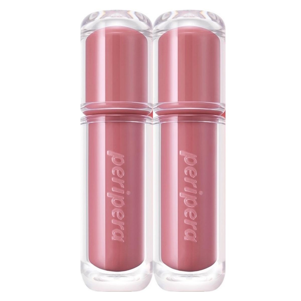 Peripera Ink Mood Glowy Tint 26AD, #014 Follow Rose, 4g (2EA) - Hydrating Dewy Lip Stain Set