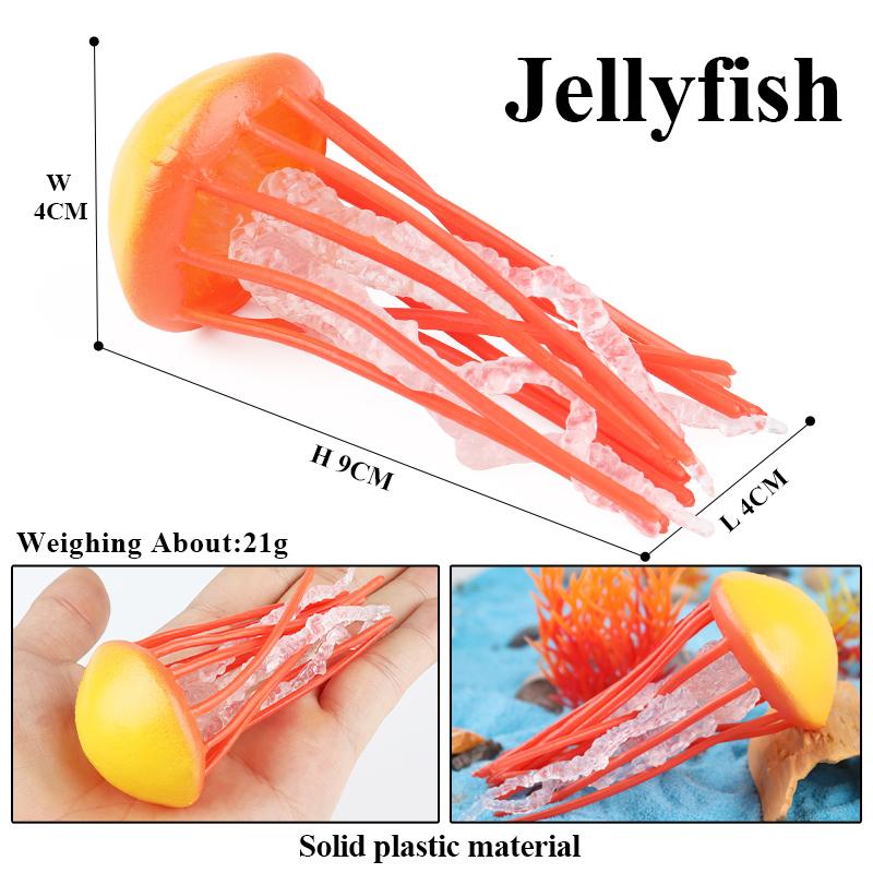 Oenux Ocean Animals Model Jellyfish Starfish Sea Anemone Coral Action Figures Aquarium PVC Miniature Educational Kids Toy Gift