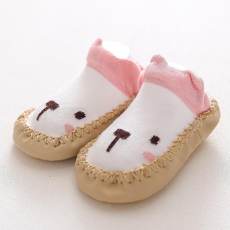 Fox Style Non-Slip Leather-Soled Toddler Floor Socks - Soft Baby Cartoon Shoe Socks