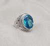 Blue Topaz Ring: Handmade 925 Sterling Silver Boho Statement Jewelry