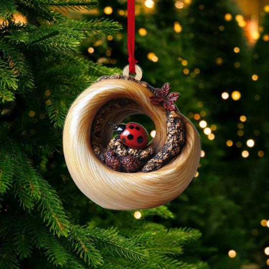 5Pcs Animal Christmas Ornament Set Acrylic Car Interior Pendant 2D Acrylic Forest Animal Decoration for Christmas Tree Home