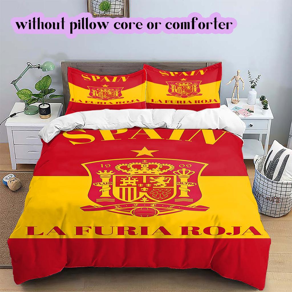 Spain Football Soccer Pattern Bedding,Quilt Set Quilt Cover Pillowcase Home Birthday Gift (1*duvet Cover+2*pillowcase,without Core)