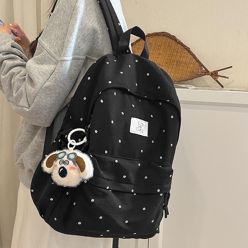 Schoolbag Small Fresh Casual Schoolbag Simple and Versatile Polka Dot Printed Backpack Female Junior High School College Student Travel Backpack Tide