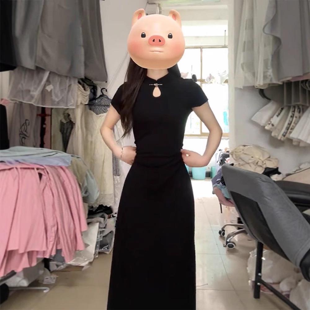 2025 Petite Black Cheongsam: Stylish Slimming Chinese-Style Summer Dress