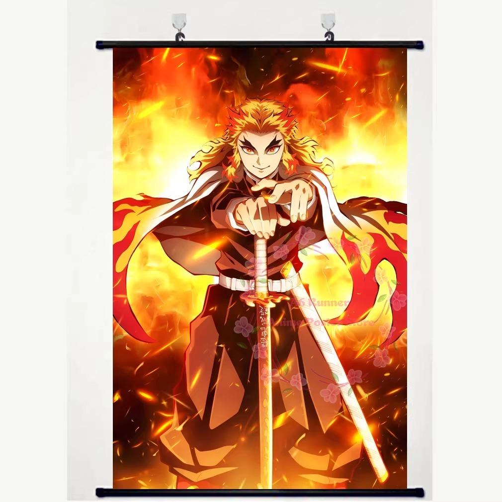 

D-Demon S-Slayer Mugen Castle Nine Pillars Tomioka Giyu Tanjiro Butterfly Ninja Anime Scroll Poster Peripheral 40x60cm