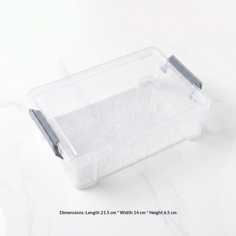 Scatole Portaoggetti in Plastica Trasparente con Manico Portatile Fondo Antiscivolo per Casa Ufficio Organizzazione Hobby