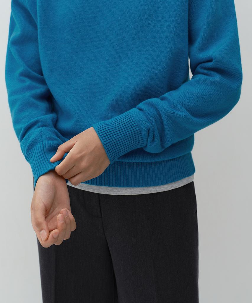 MUSINSA STANDARD WOMAN [Victoria Wool] Women'S Crew Neck Knit [Teal Blue]