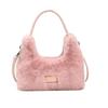 Weiche Plüsch-Umhängetasche für Damen, Niedliche Einfache Muster-Schulterhandtasche, Lässiger Stil für Herbst & Winter
