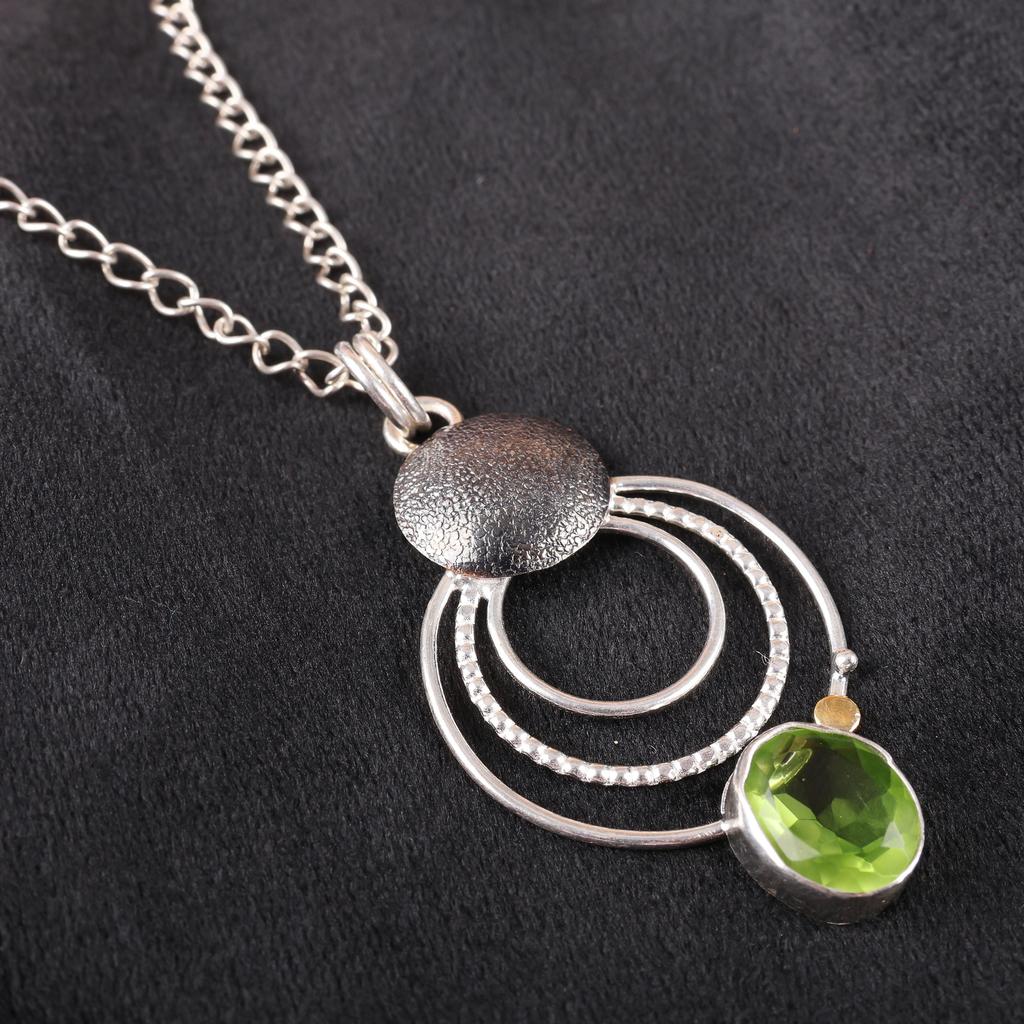 Peridot Pendant Gemstone Jewelry, 925 Solid Sterling Silver Pendant, Handmade Jewelry  Pendant, Gift For Him