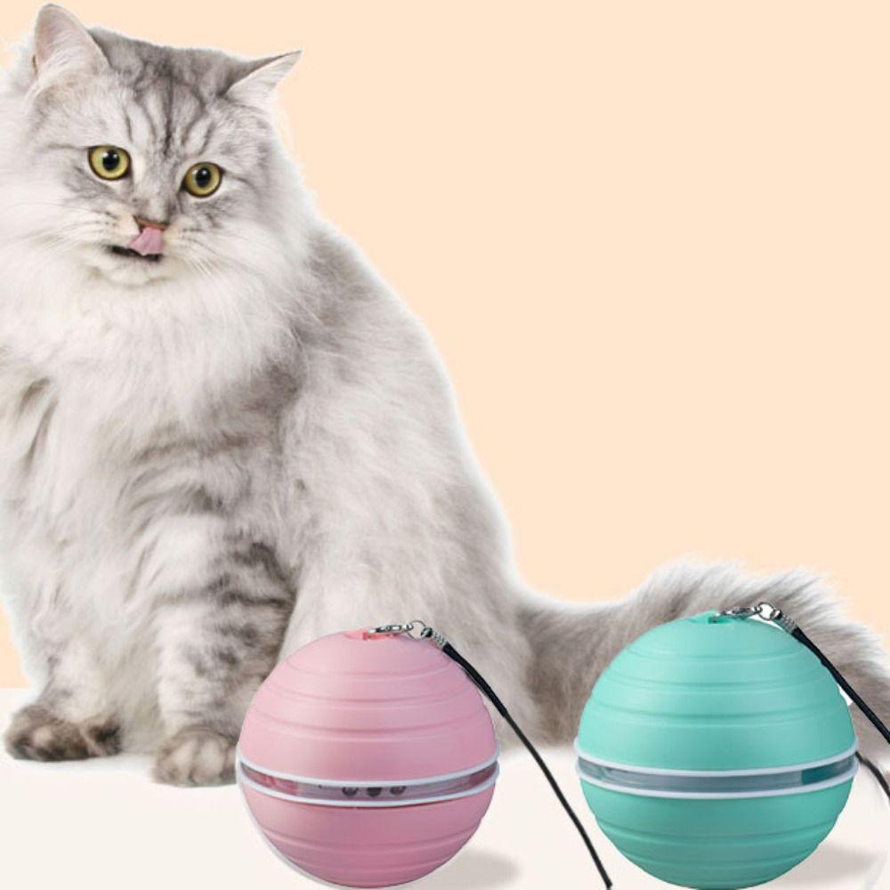 With Feather and Light Interactive Cat Ball Toy Automatic Self-playing Cat Ball Indoor