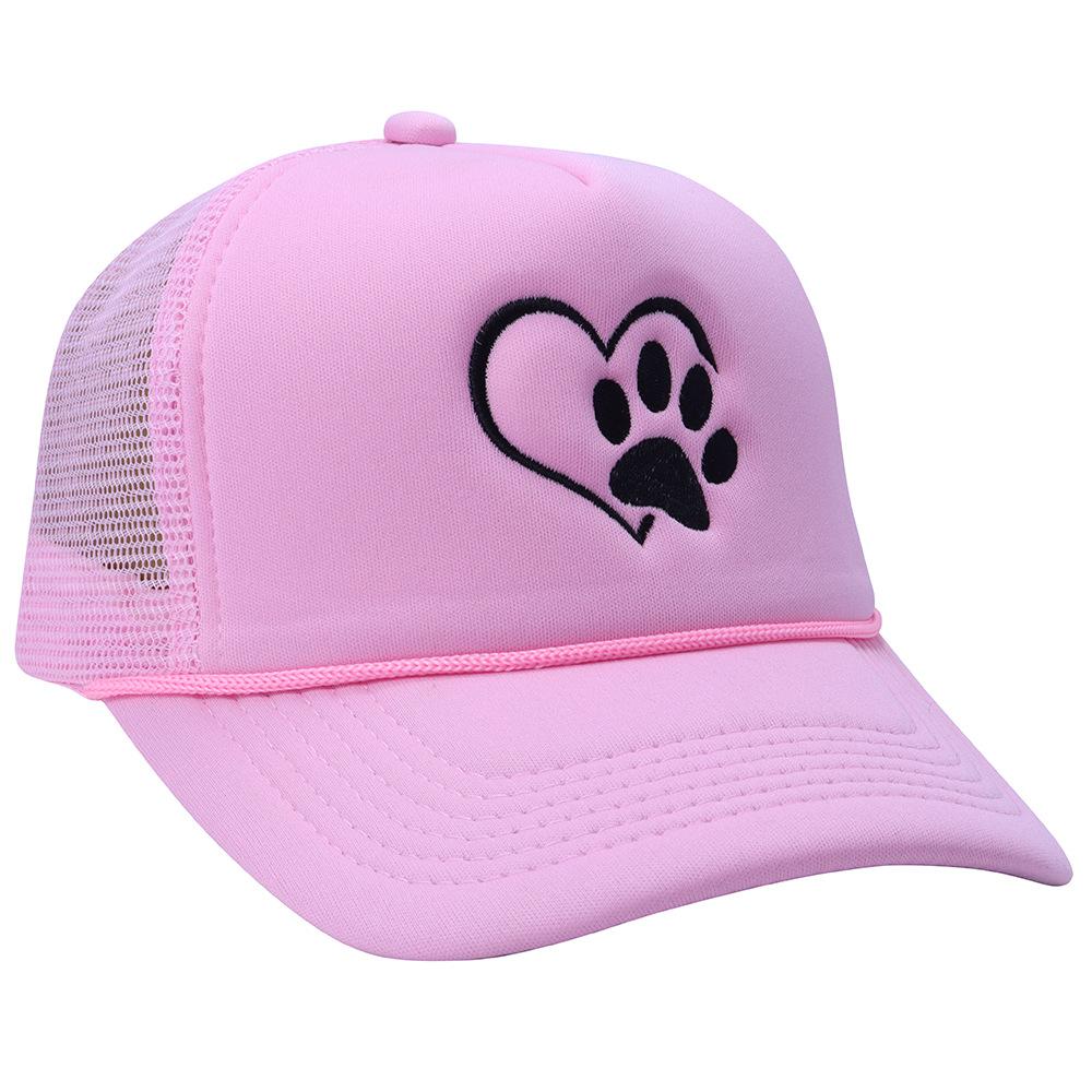 

Fashion Love Dog Paw Embroidery Baseball Cap Men And Women Summer Breathable Mesh Sunshade Trucker Hat For Outdoor Travel 56-58cm розовый