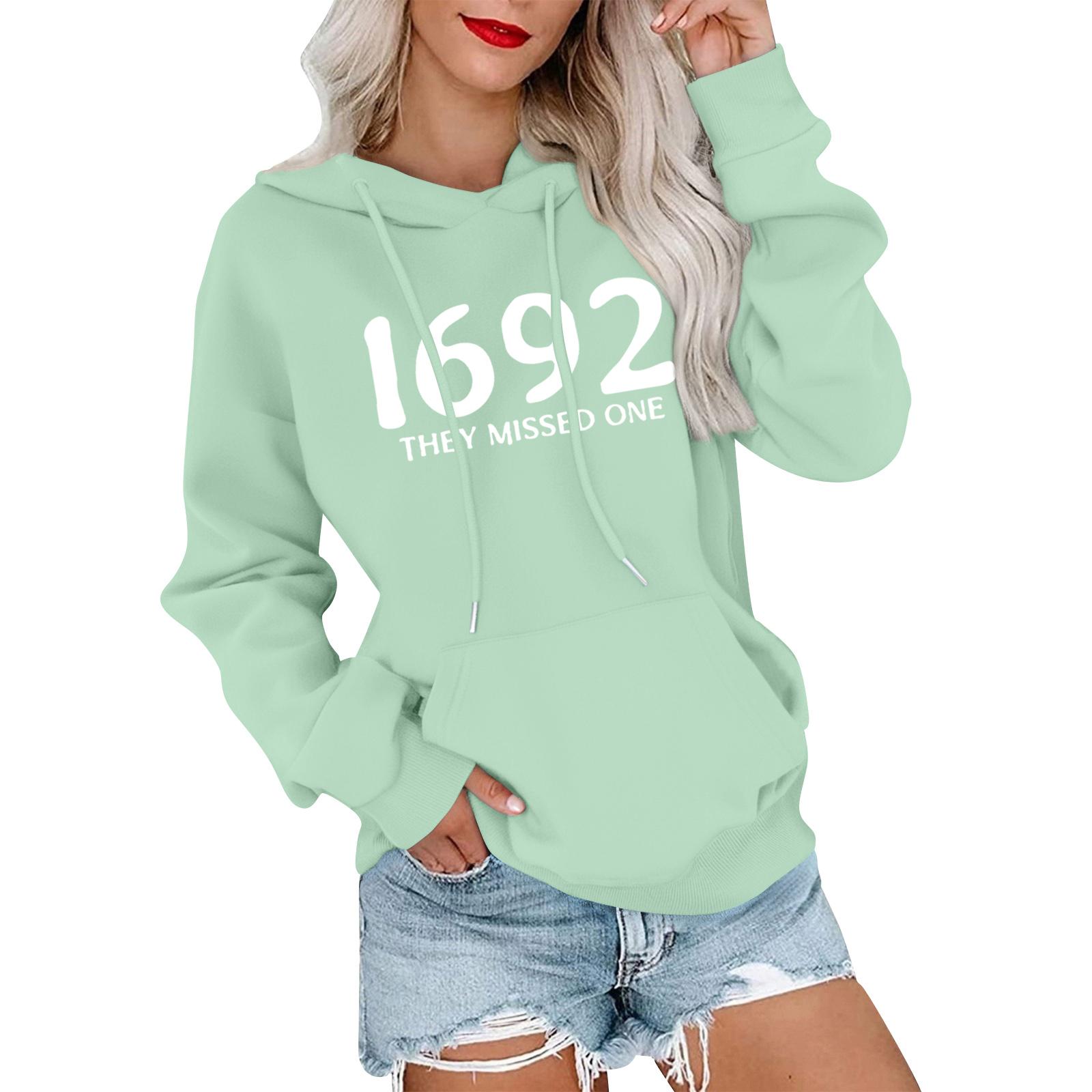 

Women s Fashionable, Casual, Comfortable Round-neck, Hooded, Long-sleeved, Witch-print Warm Sweater M