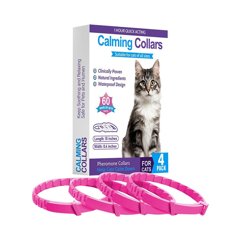 4 Anxiety Relieving Collars, Natural Sedatives Suitable For Small, Medium, And Large Dogs, Pheromones For Anxiety, Stress, And Aggression, Waterproof.