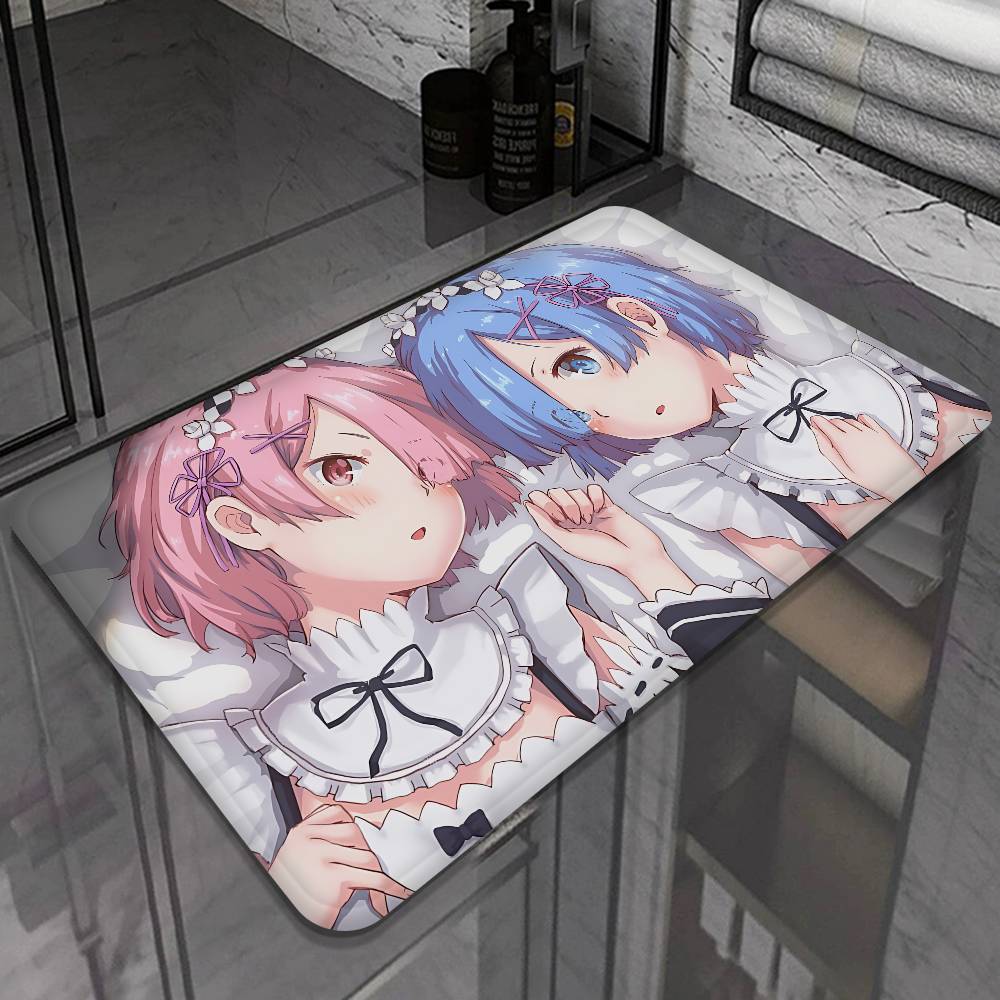 Classic Ram And Rem Re0 Starting Life In Another World Floor Mat INS Style Soft Bedroom Floor House Laundry Room Mat