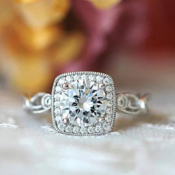 New Luxury Sterling Silver Rings for Women Wedding Engagement Acessories Square Cubic Zirconia Girls Gifts 6