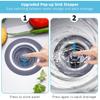 3 in 1 Kitchen Sink Drain Strainer Stopper - Stainless Steel Pop Up Sink Stopper & Anti-Clogging Strainer Basket Combo for US Standard 3-1/2 Inch