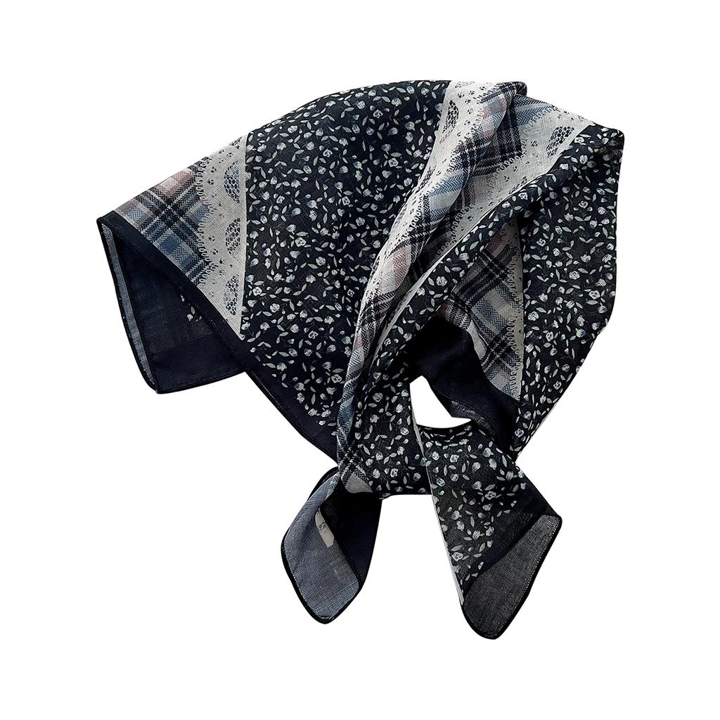 1116 Korean version of the new cotton and linen small square scarf women travel pastoral style photo small headscarf seaside versatile sunscreen scarf
