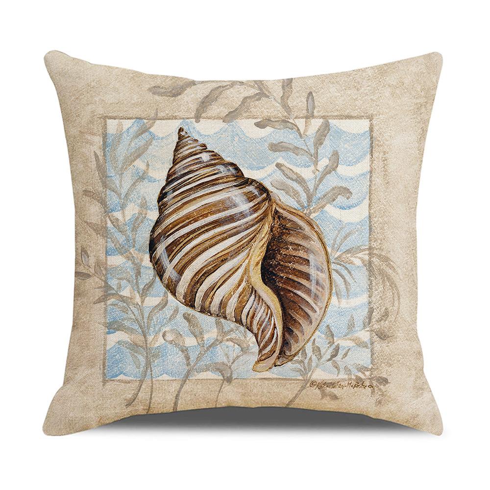 Retro Mediterranean Ocean Digital Print Linen Pillow Reading Cushion Home Furnishings