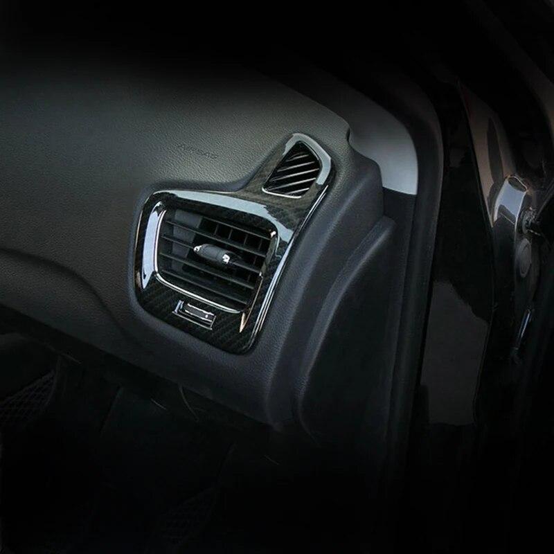 For Jeep Compass 2017 2018   Carbon Fibre Car Front Left and Right Air Vent Outlet Panel Frame Cover Trim Car Styling