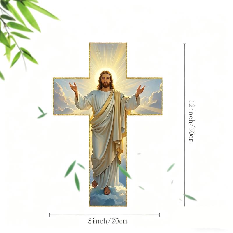 1pc Christ Jesus Wooden Wall Hanging Cross, Wooden Wall Art Decoration, Home Religious Decoration, Suitable for Living Room