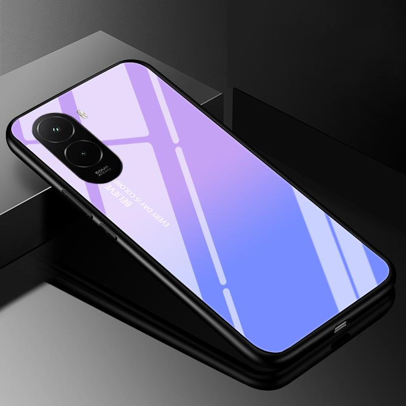 

For Poco M7 4G Case Cover Tempered Glass Cases for Xiaomi PocoM7 4G Hard Back Bumper Fundas Poco M7 4G M 7 Coque Gradient color Poco M7 4G
