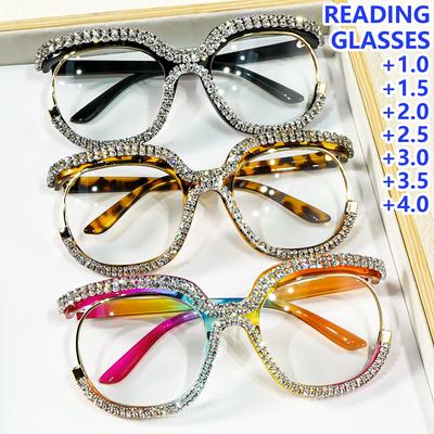 Strass Übergröße Lesebrille Modische Lesebrille für Damen Herren Von +1,0 Bis +4,0