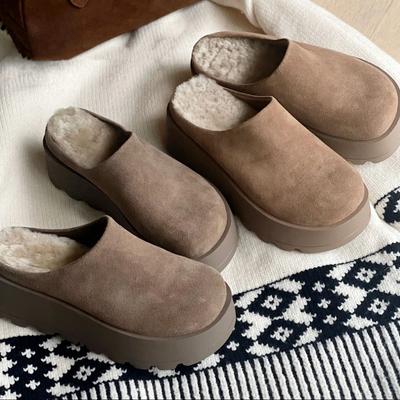 Commuting Light Retro Thick-bottomed Bag Head Slippers Women's 2025 New Winter Wear Velvet Warm and Comfortable Cotton Slippers