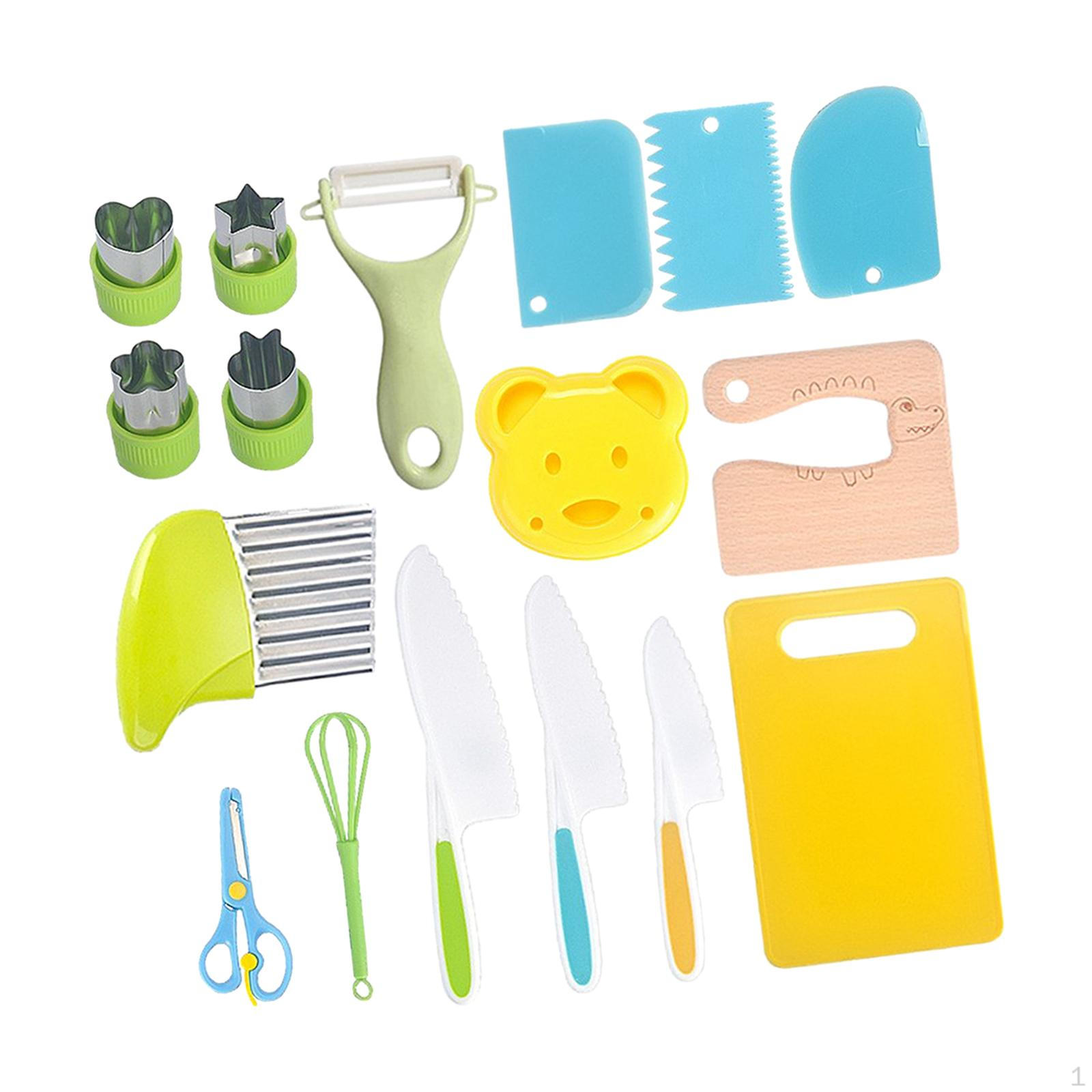 Play Kitchen Toys Accessories Utensils Playset Fine Motor Skills Kids Cutting Board 17pcs