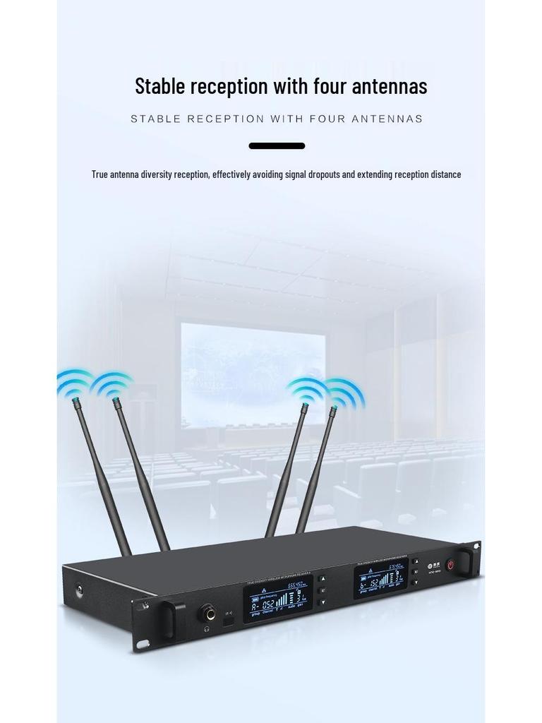 HuiDu HDQ-6603 Professional True Diversity Wireless Lavalier Microphone for Stage Performance