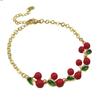 WT-JF365 Strawberry And Cherry Charms Fine Yellow Brass With Drop Oil Bracelet For Wome Lovely Dating Accessory