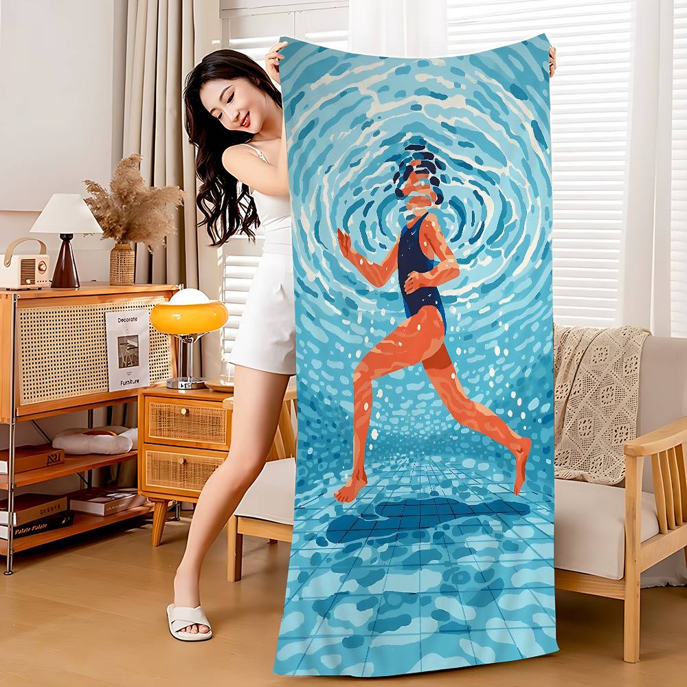 

Minimalist Abstract Light Green Seawater Swimming Microfiber Beach Towels Quick Towel Sand Beach Towels Pool Towel For Travel W30*H60(CM)