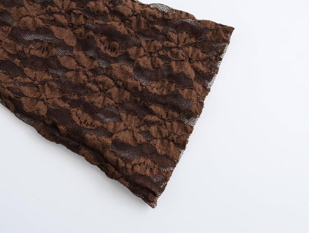 2024 Autumn Women's European & American Style Lace Long Sleeve Maxi Dress