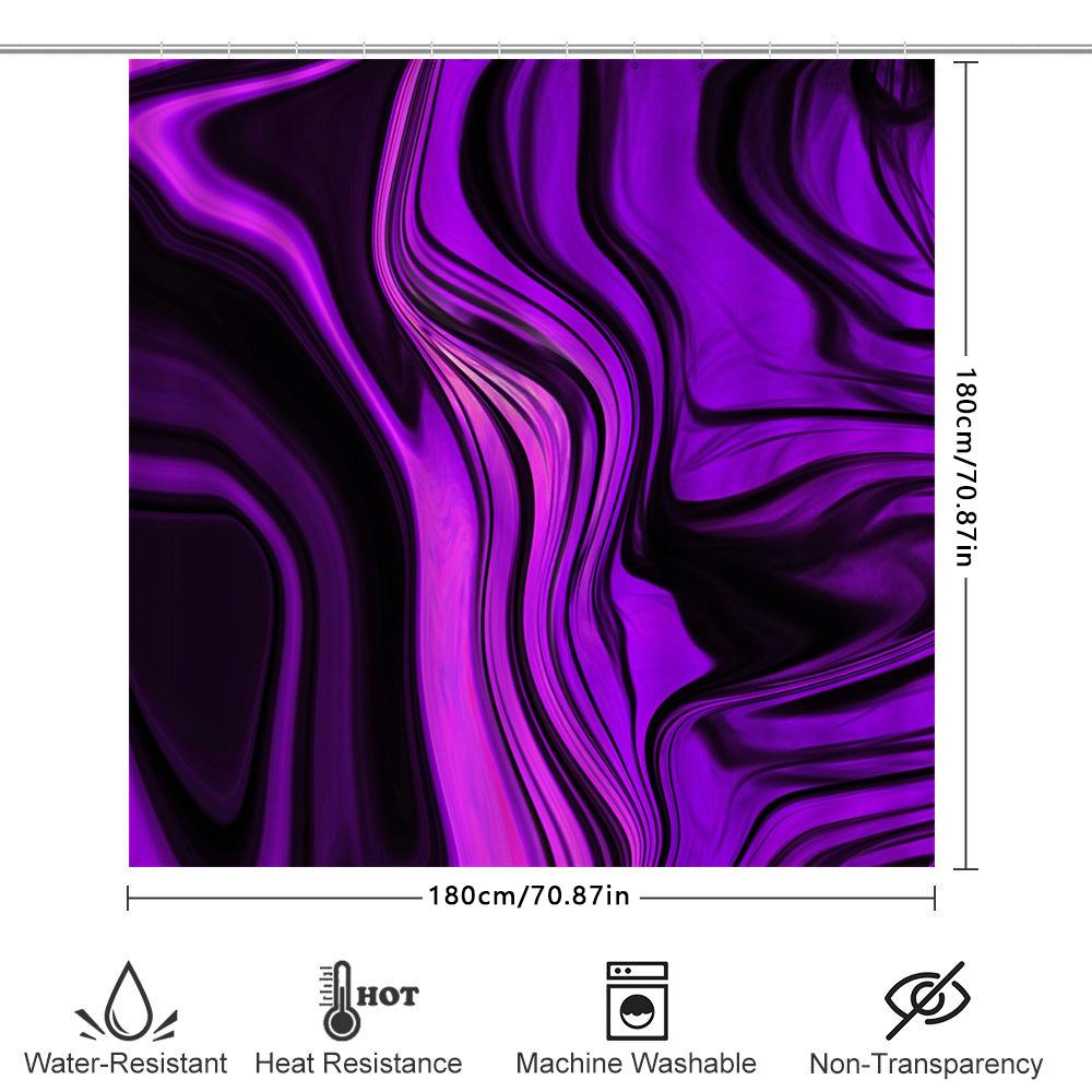 Luxury Plush Shower Curtain With Modern Abstract Design For Bathroom Decor Purple Black Rainbow Swirl Pattern Home Decor Waterpr
