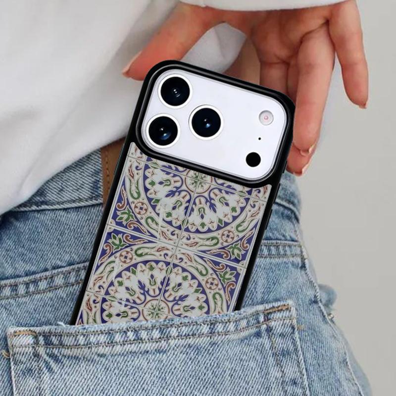 Moroccan Tiles Pattern soft Phone Case for iPhone 17ProMax 12 13 14 15 16e 17 Pro Max Plus Air Cover