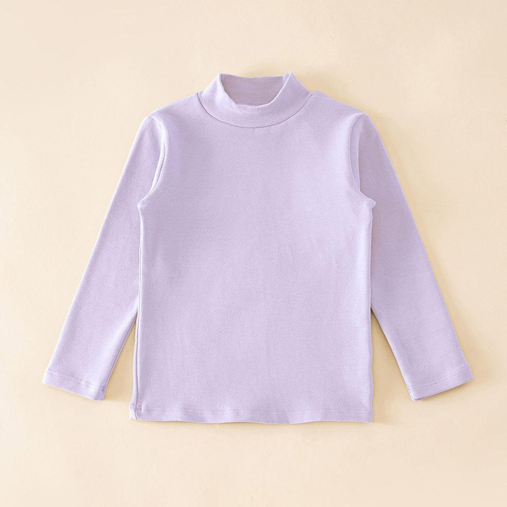 2024 Kids' Warm Long-Sleeve Mid-Collar Cotton T-Shirt for Autumn & Winter