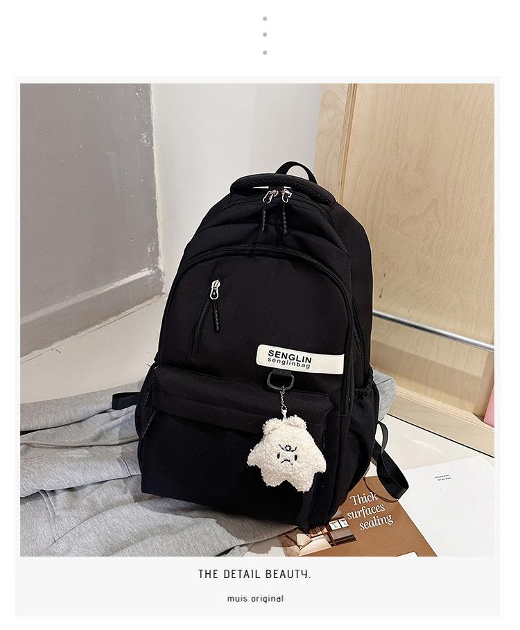 Junior high school students class schoolbag women large capacity high value girls backpack solid color