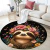 Sloth Round Area Rug,Carpet Rug for Living Room Bedroom Sofa Playroom Decor,Non-slip Floor Mat