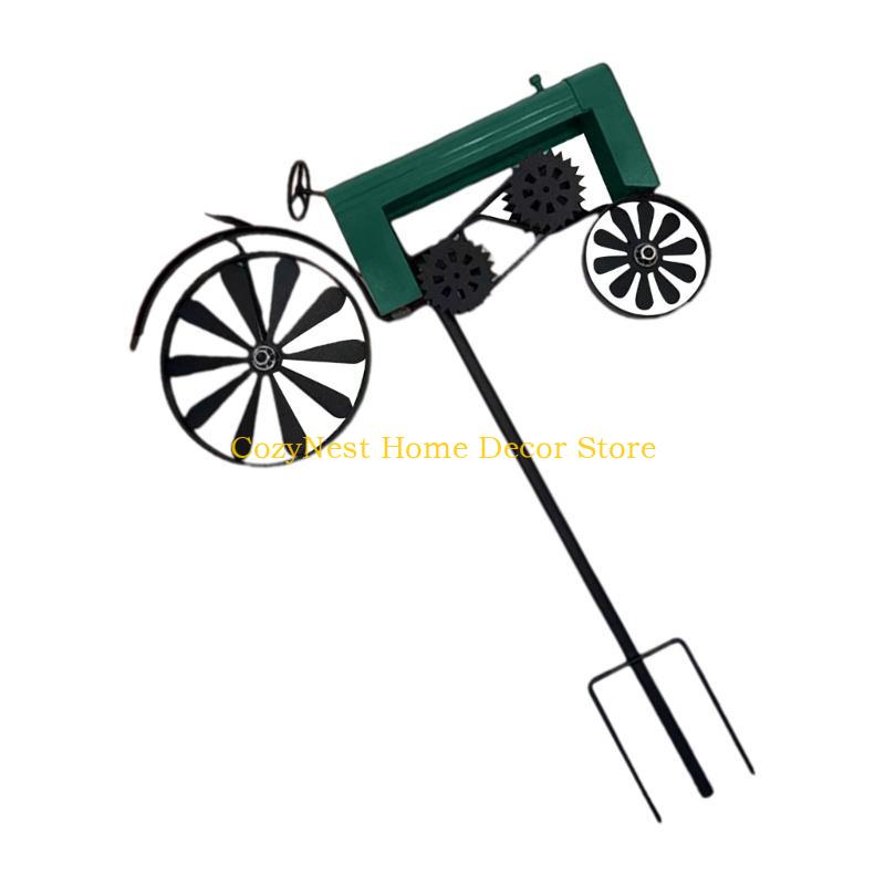92MF Farmhouses Iron Tractor Windmill Spinner With Rotating For Patios Landscape