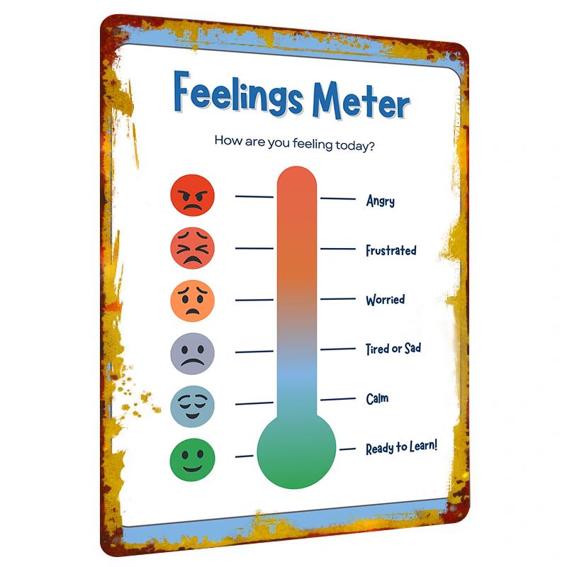 

Kids Emotion Thermometer Metal Wall Art Educational Decor for Classroom Home Toddler Emotion Recognition Chart 20x30cm（7.8x11.8inch）