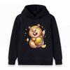Kids Boys Girls Hooded Sweatshirt, Cute Happy Capybara Holding Lemon Print Pullover Hoodie, Soft Casual Long Sleeve Top for Children Daily Wear