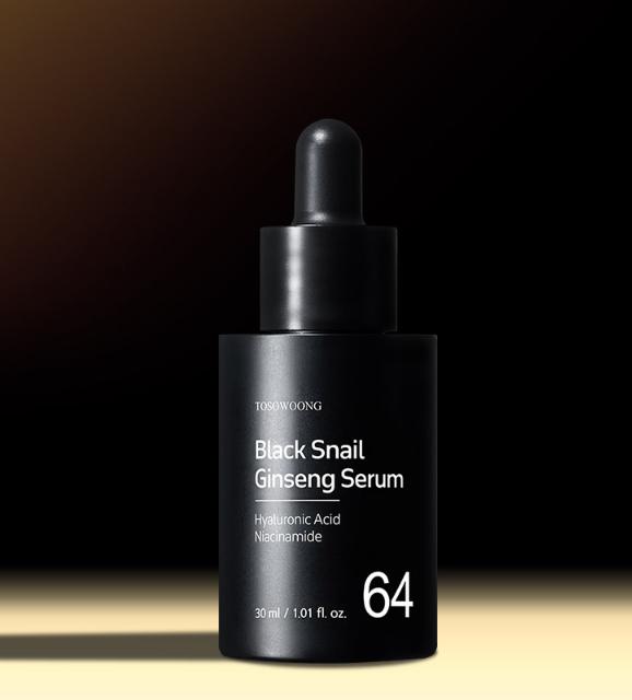 TOSOWOONG Black Snail Ginseng Serum 30ml – 64% Korean Ginseng Water & Snail Mucin