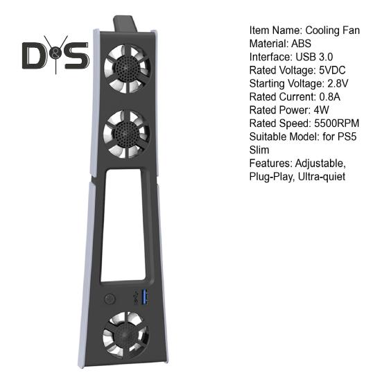 Ventilator de răcire pentru consolă de jocuri cu port USB 3.0 Zgomot redus Instalare simplă Ventilator de răcire eficient Plug-play Radiator pentru PS5 Slim