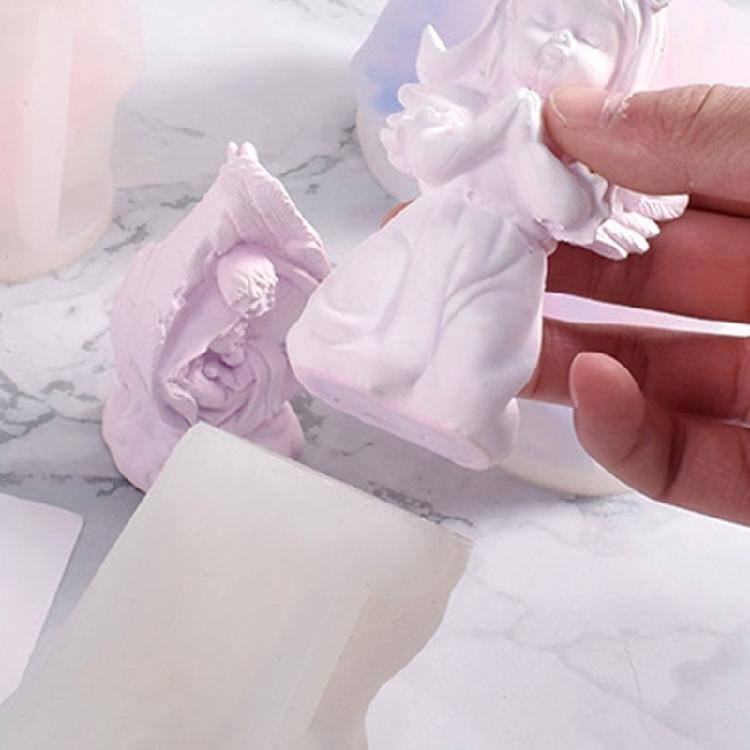 Plaster Aromatherapy Candle Molds 3D Candle Making Mold 3D Angel Silicone Mold for Home Decoration,Art Crafts Ornaments