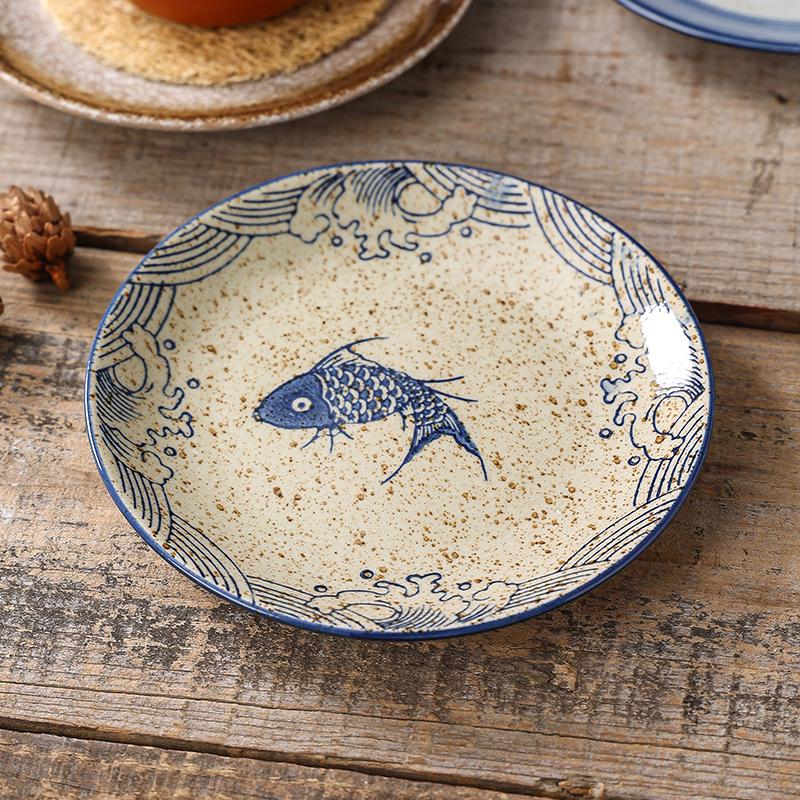 Hand-Painted Retro 6-Inch Round Ceramic Plate - Bone Dish, Spittoon, Tea Snack, Dried Fruit, Small Snack, Pastry Plate.