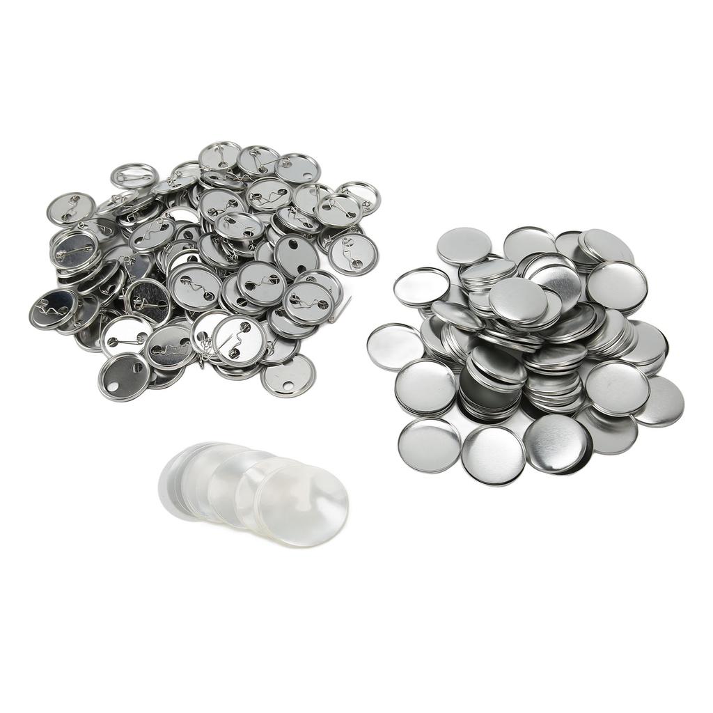 100 Sets Blank Button Badge Parts Set Round Shape Rust Prevention Easy Print Button Pin Badge Kit for Button Making Machine