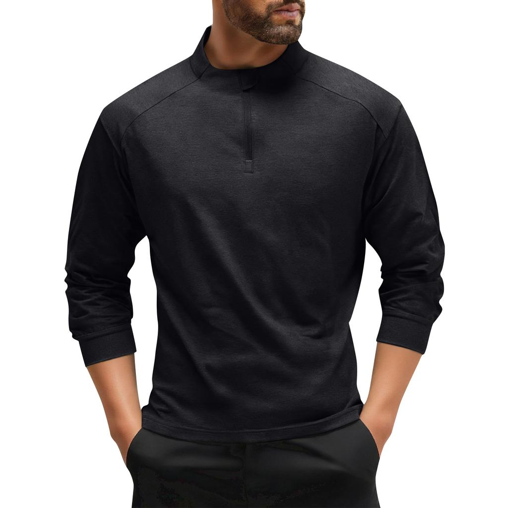 Men's Solid Color Outdoor Half Zip Sports Fitness Running Training Cycling Top