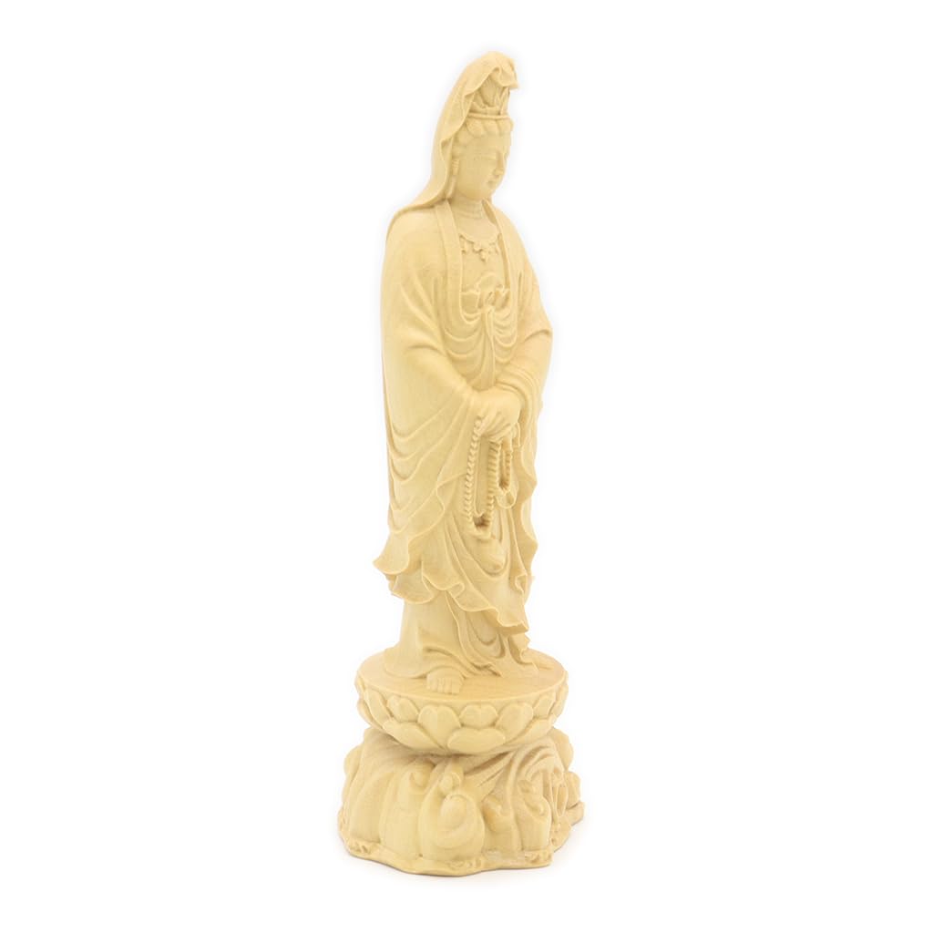 Kurita's Specialty Buddhist Statue [Bodhisattva] Standing Kannon Bodhisattva (Total height 12cm, width 4cm, depth 3.5cm) High-quality Water Boxwood