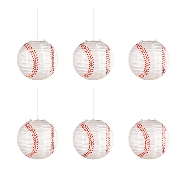 Unique and Colorful Baseball Paper Lampshade for Sport Party Decor Baseball Hanging Lampshade for Decoration
