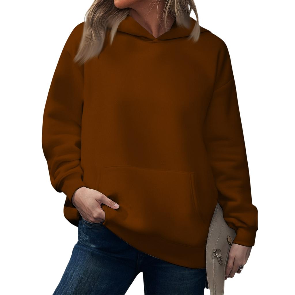 Fashionable Women's Hooded Sweatshirt Casual Pocket Top Loose Pullover